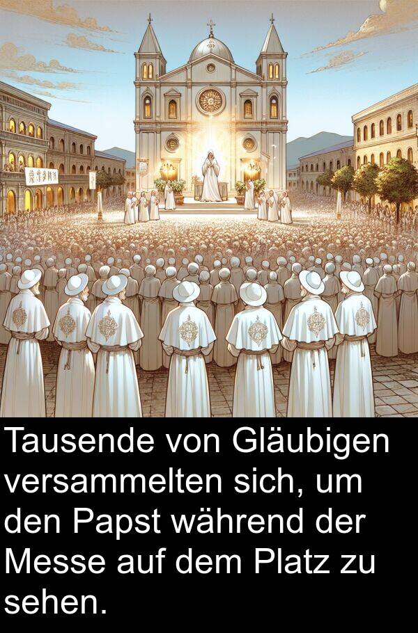 Gläubigen: Tausende von Gläubigen versammelten sich, um den Papst während der Messe auf dem Platz zu sehen.