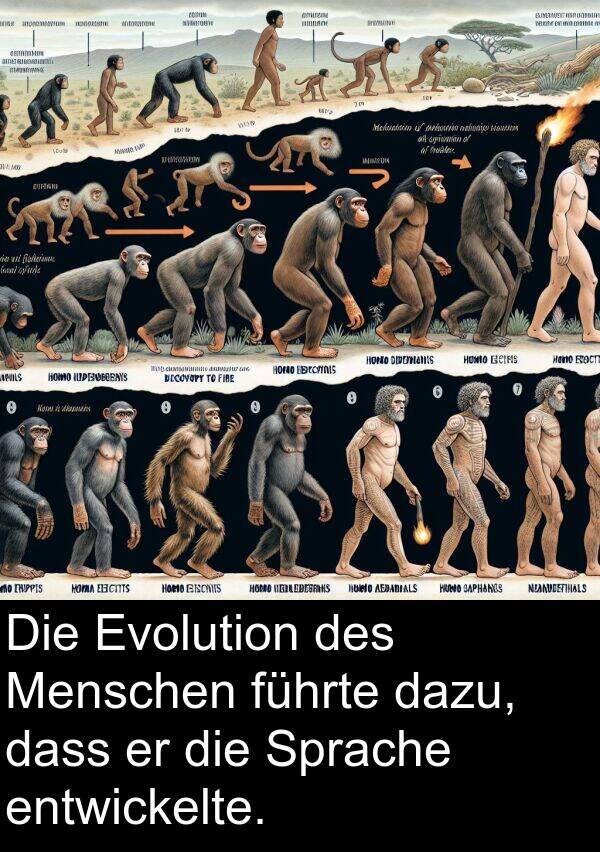 Evolution: Die Evolution des Menschen führte dazu, dass er die Sprache entwickelte.