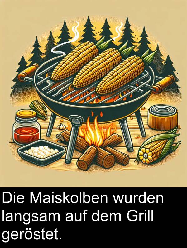 Maiskolben: Die Maiskolben wurden langsam auf dem Grill geröstet.