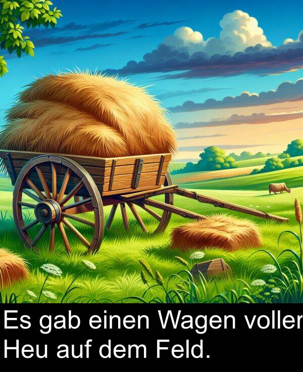 Heu: Es gab einen Wagen voller Heu auf dem Feld.