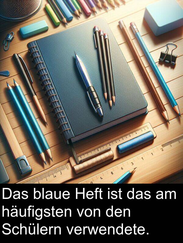 Heft: Das blaue Heft ist das am häufigsten von den Schülern verwendete.