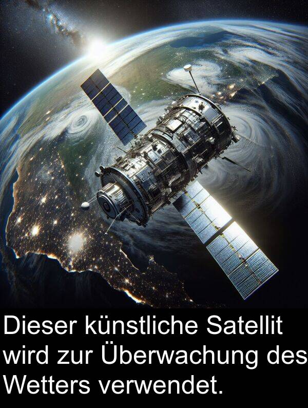 künstliche: Dieser künstliche Satellit wird zur Überwachung des Wetters verwendet.