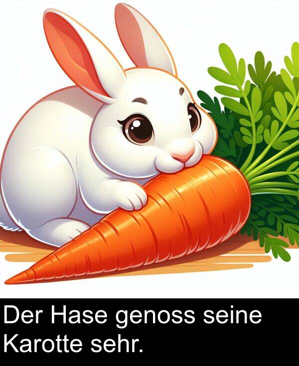 Der: Der Hase genoss seine Karotte sehr.