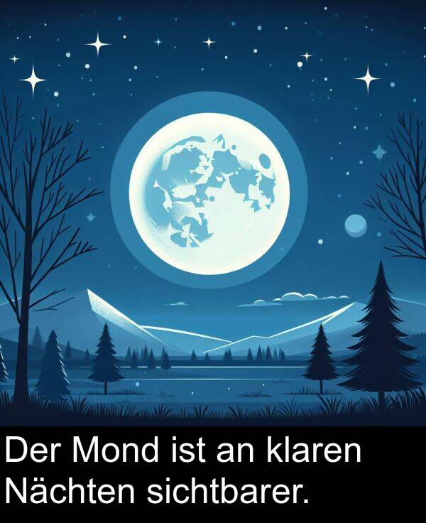 klaren: Der Mond ist an klaren Nächten sichtbarer.