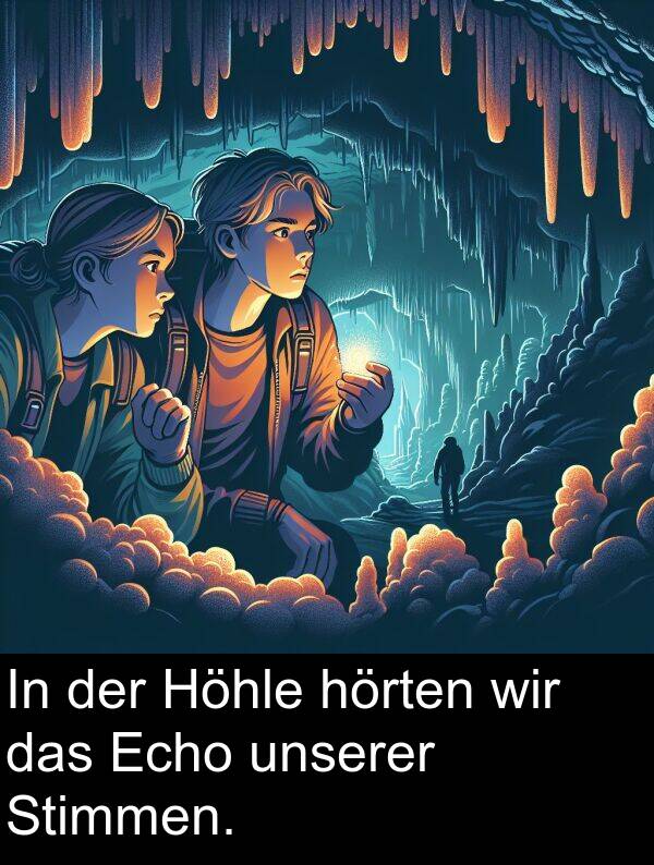 Echo: In der Höhle hörten wir das Echo unserer Stimmen.