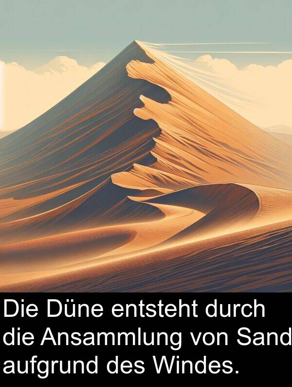 Sand: Die Düne entsteht durch die Ansammlung von Sand aufgrund des Windes.