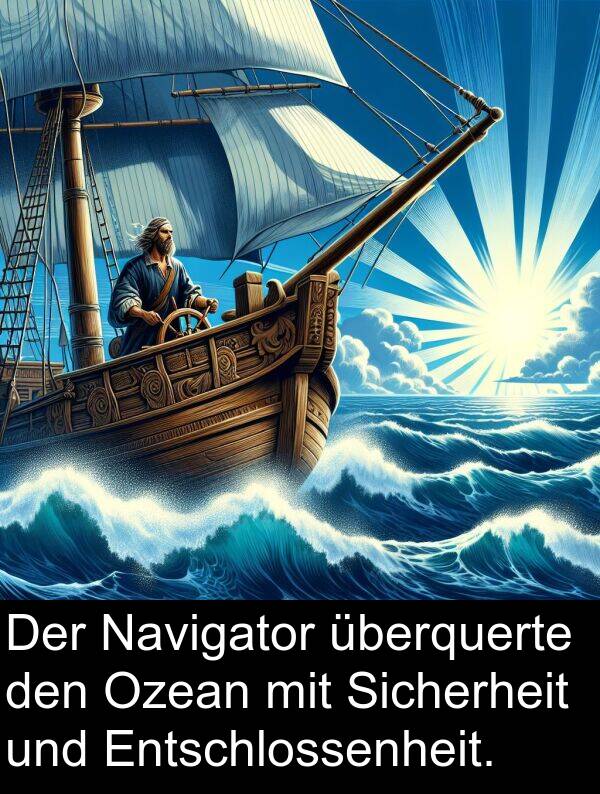 Navigator: Der Navigator überquerte den Ozean mit Sicherheit und Entschlossenheit.