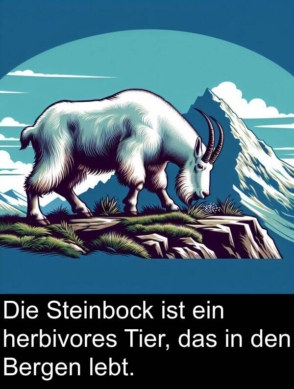 Tier: Die Steinbock ist ein herbivores Tier, das in den Bergen lebt.