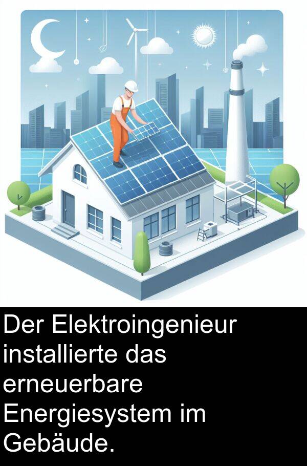 Gebäude: Der Elektroingenieur installierte das erneuerbare Energiesystem im Gebäude.