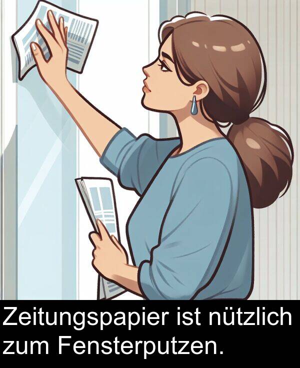 Zeitungspapier: Zeitungspapier ist nützlich zum Fensterputzen.