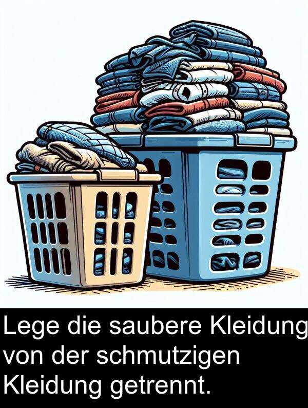 saubere: Lege die saubere Kleidung von der schmutzigen Kleidung getrennt.