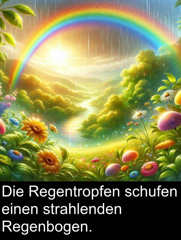 Regentropfen: Die Regentropfen schufen einen strahlenden Regenbogen.