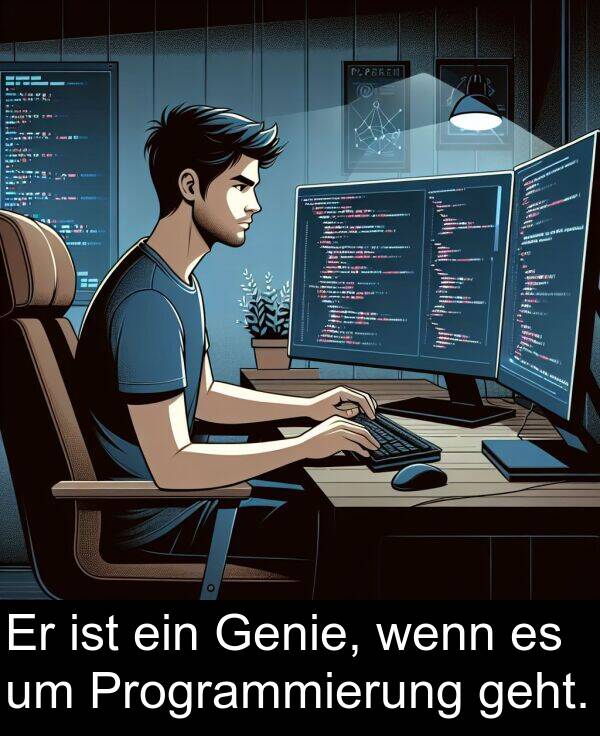 geht: Er ist ein Genie, wenn es um Programmierung geht.