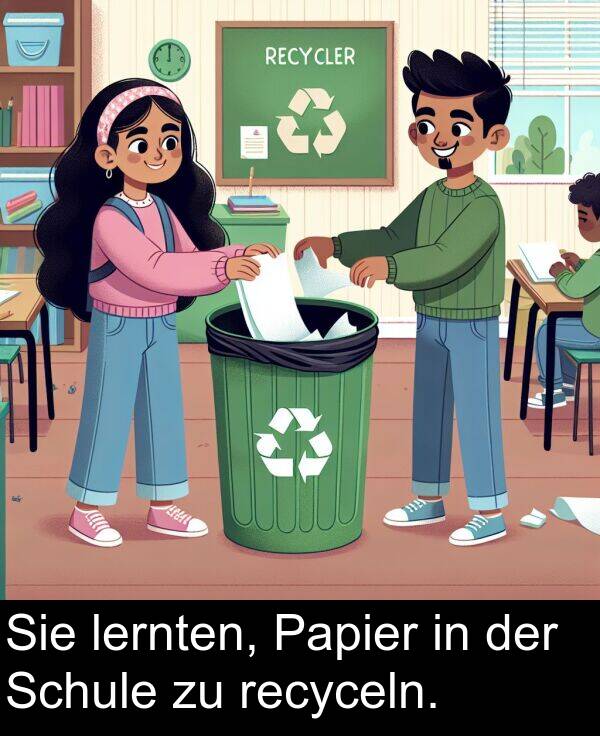 Papier: Sie lernten, Papier in der Schule zu recyceln.