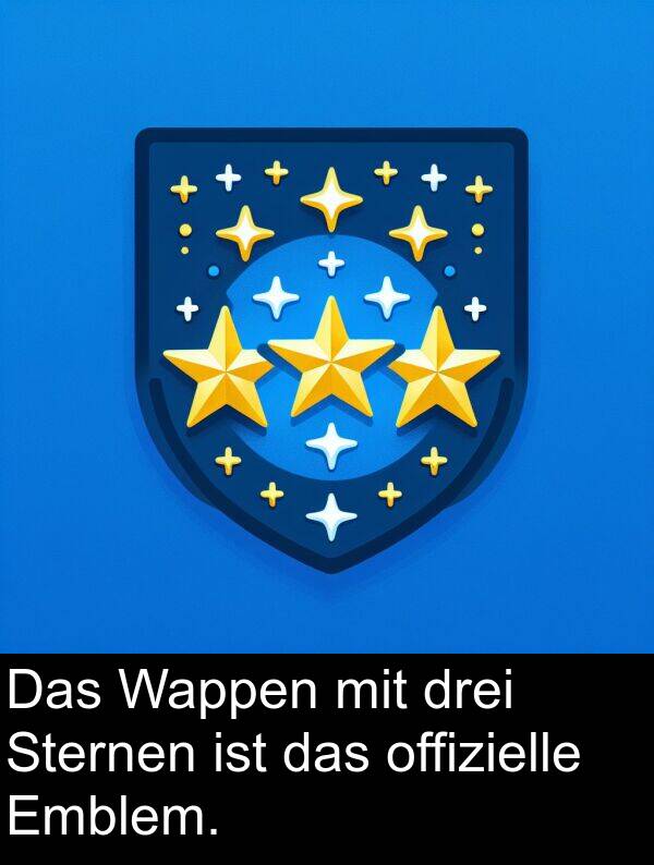 Wappen: Das Wappen mit drei Sternen ist das offizielle Emblem.