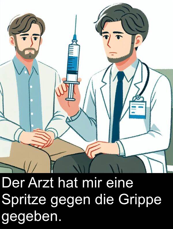 Grippe: Der Arzt hat mir eine Spritze gegen die Grippe gegeben.