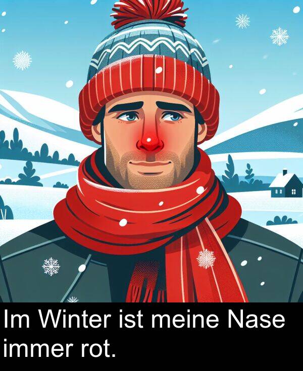 Nase: Im Winter ist meine Nase immer rot.