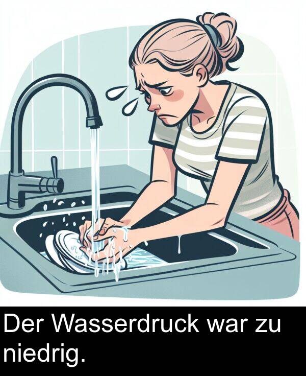 niedrig: Der Wasserdruck war zu niedrig.