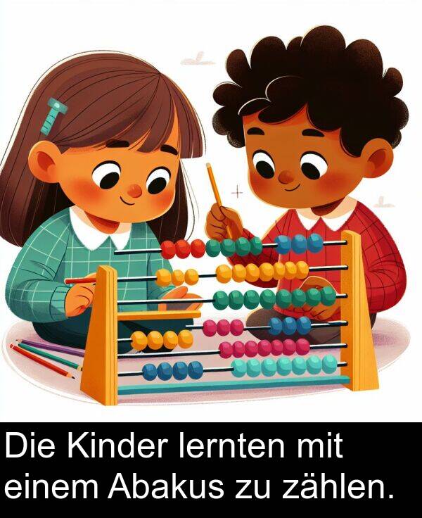 Kinder: Die Kinder lernten mit einem Abakus zu zählen.