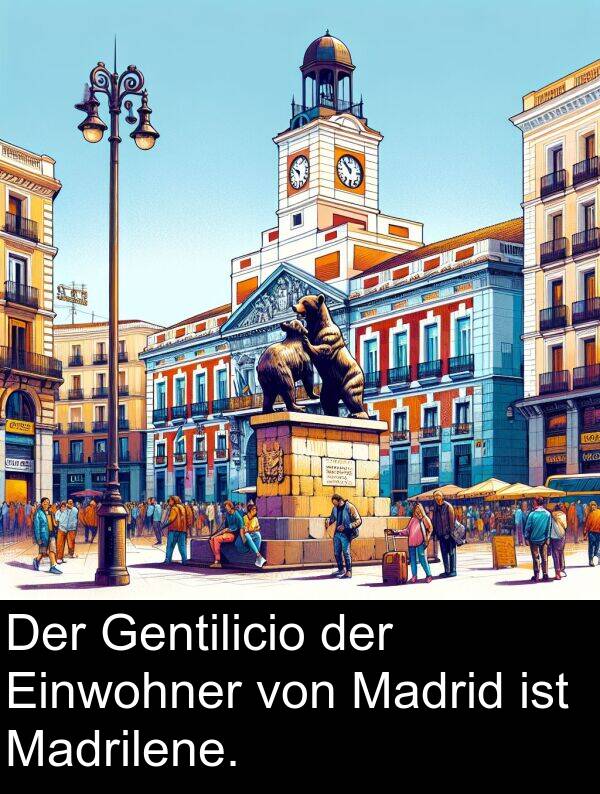 Madrid: Der Gentilicio der Einwohner von Madrid ist Madrilene.