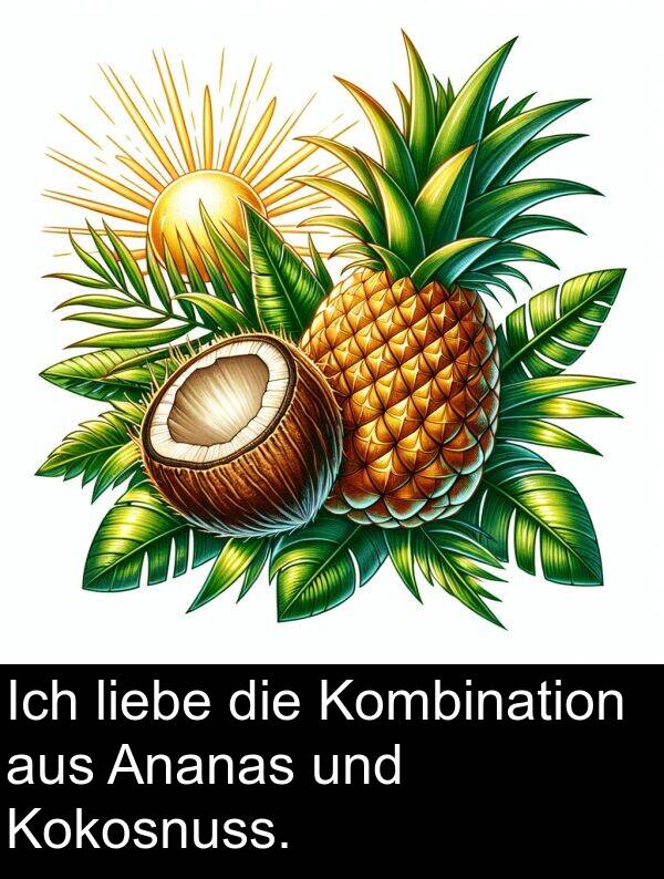 Kombination: Ich liebe die Kombination aus Ananas und Kokosnuss.