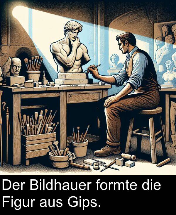 Figur: Der Bildhauer formte die Figur aus Gips.