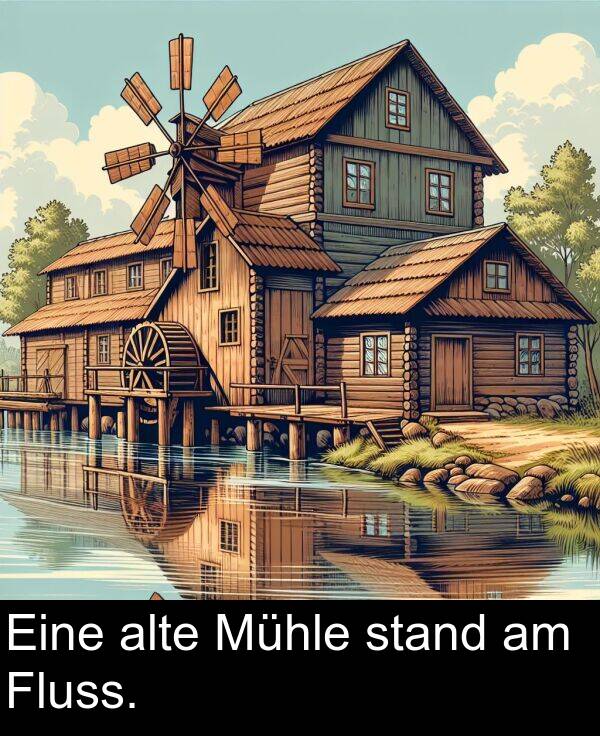 Eine: Eine alte Mühle stand am Fluss.