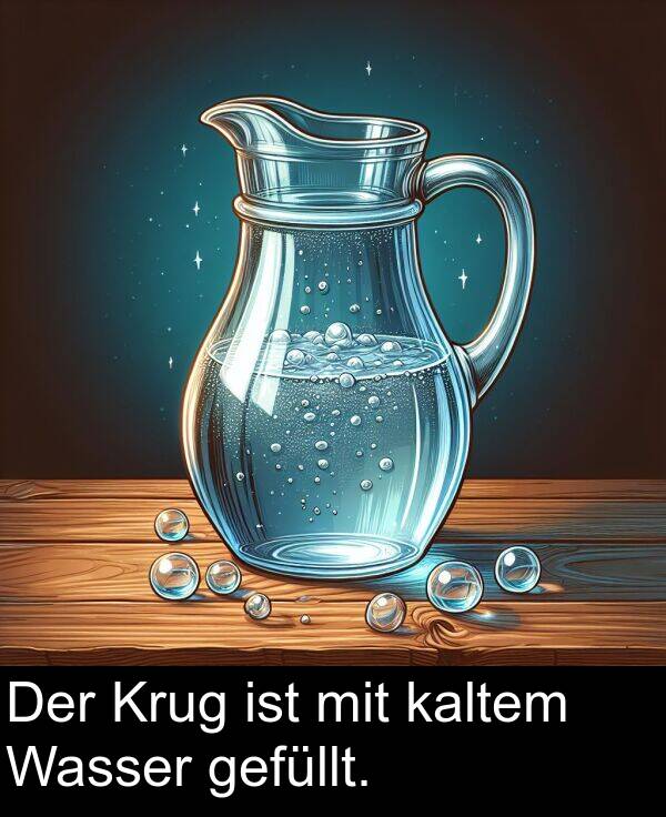 kaltem: Der Krug ist mit kaltem Wasser gefüllt.