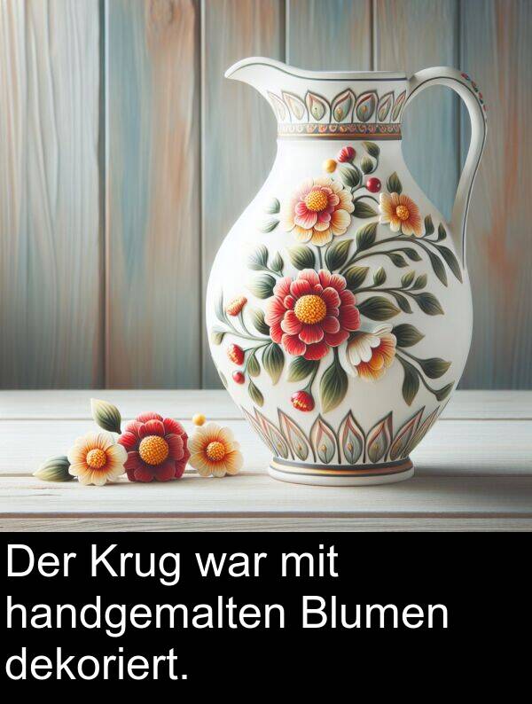 handgemalten: Der Krug war mit handgemalten Blumen dekoriert.