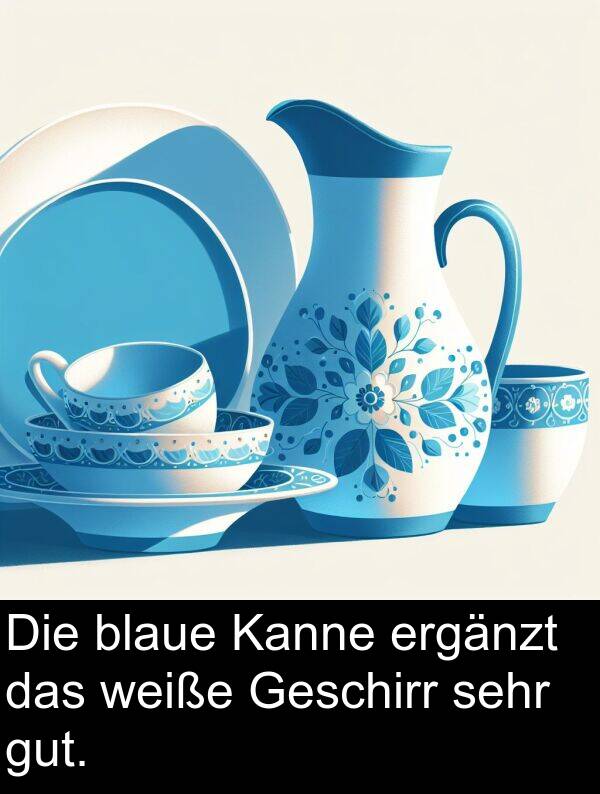 Kanne: Die blaue Kanne ergänzt das weiße Geschirr sehr gut.