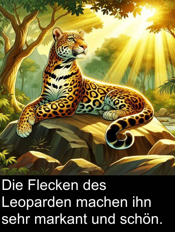 machen: Die Flecken des Leoparden machen ihn sehr markant und schön.