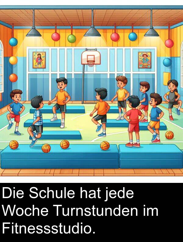 jede: Die Schule hat jede Woche Turnstunden im Fitnessstudio.