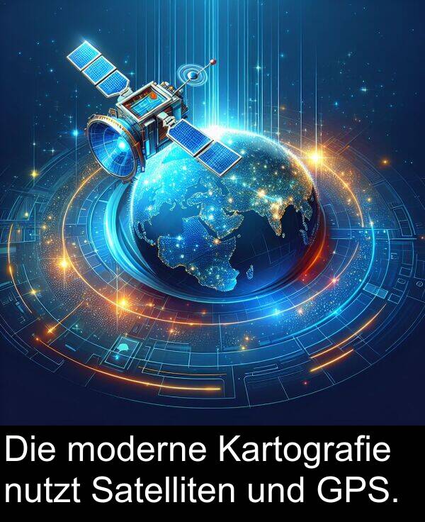 nutzt: Die moderne Kartografie nutzt Satelliten und GPS.