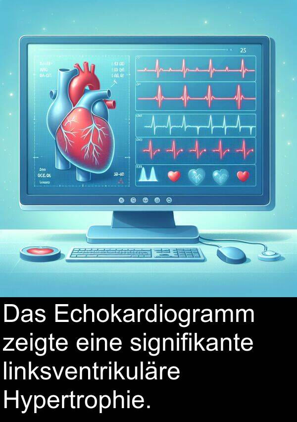 Hypertrophie: Das Echokardiogramm zeigte eine signifikante linksventrikuläre Hypertrophie.