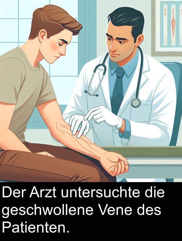 Patienten: Der Arzt untersuchte die geschwollene Vene des Patienten.