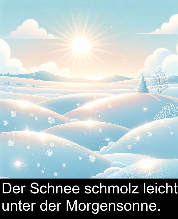 leicht: Der Schnee schmolz leicht unter der Morgensonne.