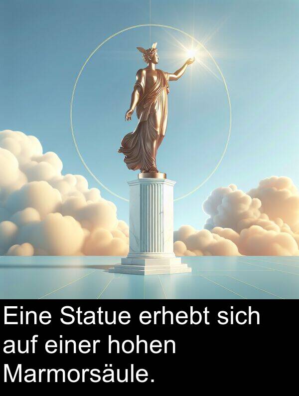 einer: Eine Statue erhebt sich auf einer hohen Marmorsäule.