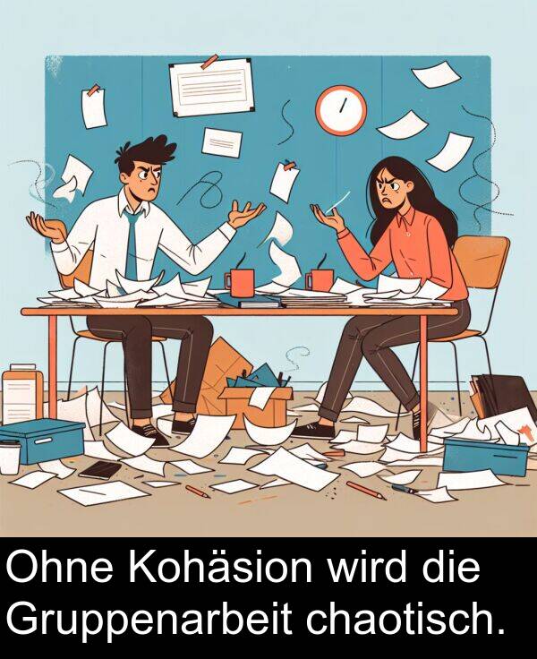 Ohne: Ohne Kohäsion wird die Gruppenarbeit chaotisch.