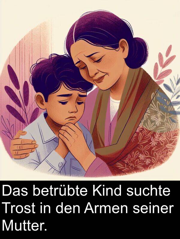 Kind: Das betrübte Kind suchte Trost in den Armen seiner Mutter.