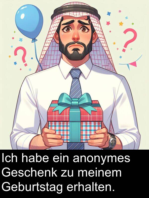 Geburtstag: Ich habe ein anonymes Geschenk zu meinem Geburtstag erhalten.