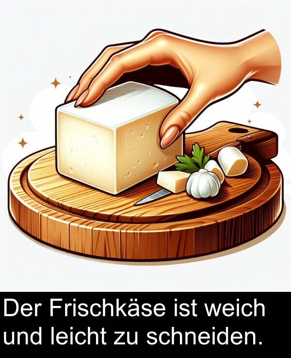 leicht: Der Frischkäse ist weich und leicht zu schneiden.