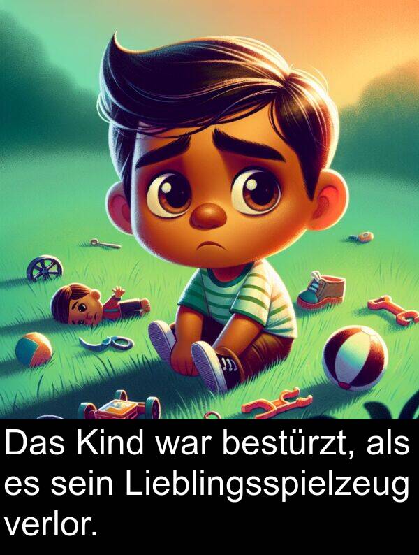 Kind: Das Kind war bestürzt, als es sein Lieblingsspielzeug verlor.