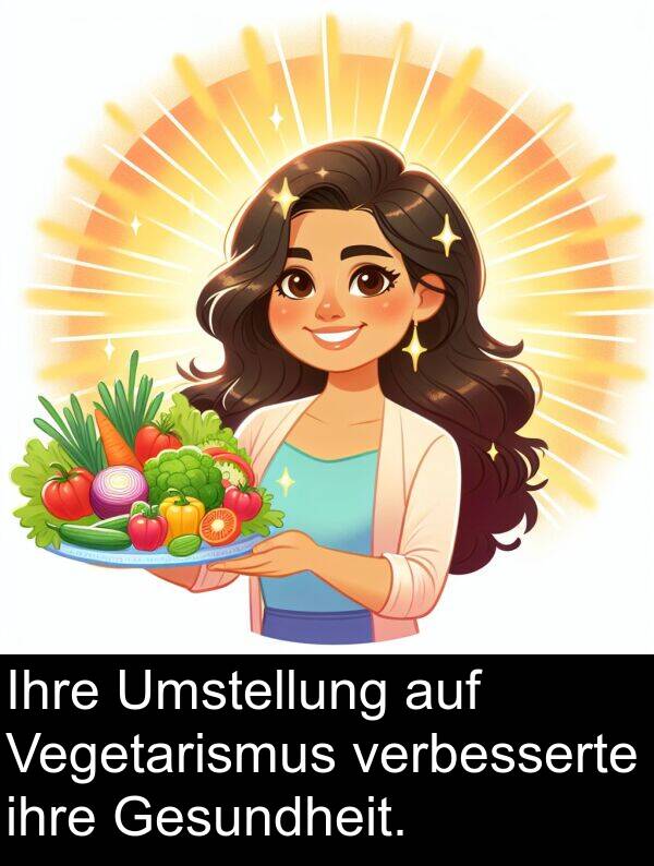 Vegetarismus: Ihre Umstellung auf Vegetarismus verbesserte ihre Gesundheit.