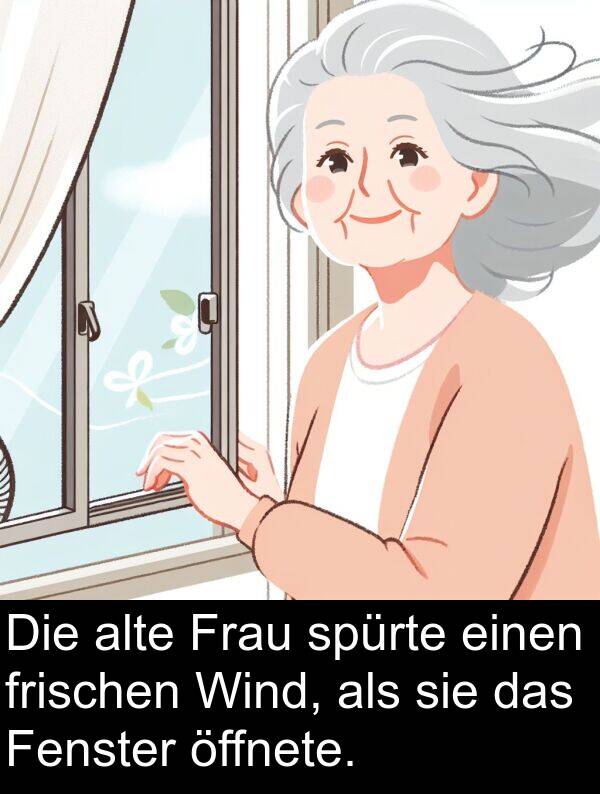 alte: Die alte Frau spürte einen frischen Wind, als sie das Fenster öffnete.