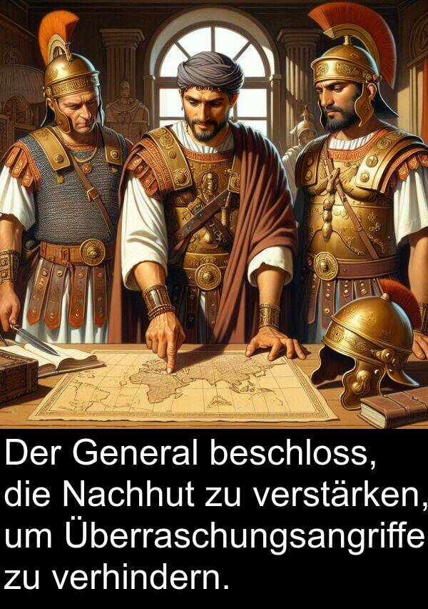 General: Der General beschloss, die Nachhut zu verstärken, um Überraschungsangriffe zu verhindern.