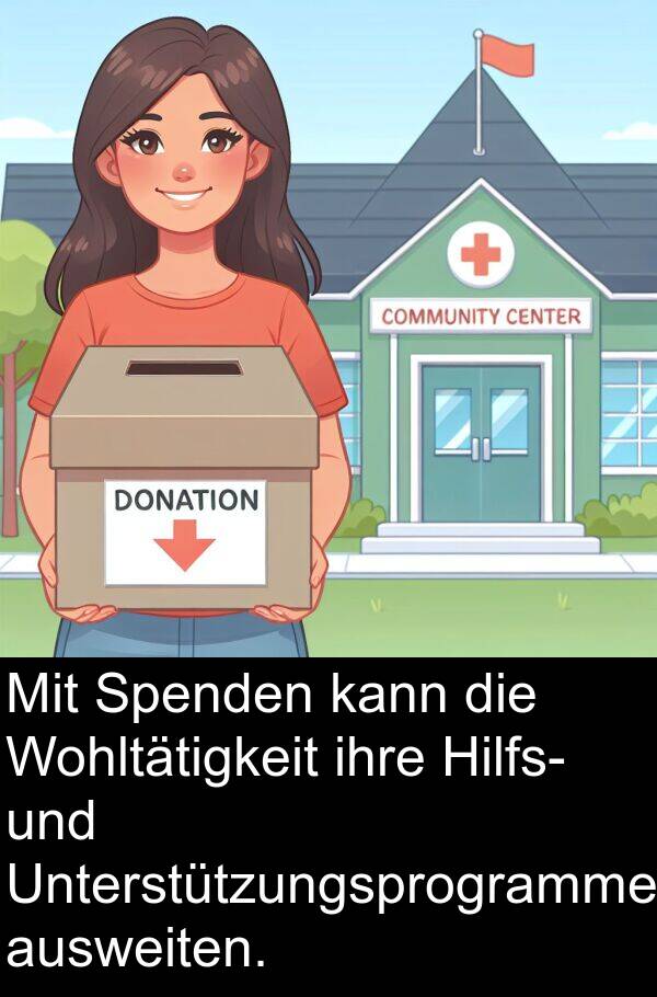 Hilfs: Mit Spenden kann die Wohltätigkeit ihre Hilfs- und Unterstützungsprogramme ausweiten.