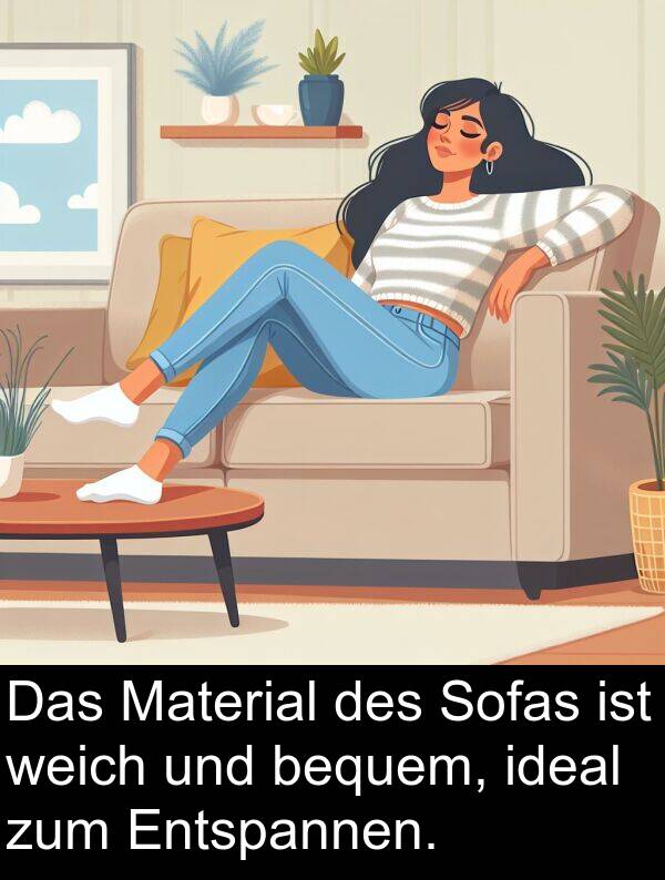 ideal: Das Material des Sofas ist weich und bequem, ideal zum Entspannen.