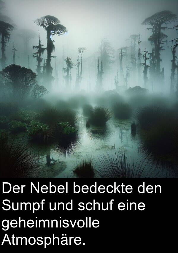 geheimnisvolle: Der Nebel bedeckte den Sumpf und schuf eine geheimnisvolle Atmosphäre.