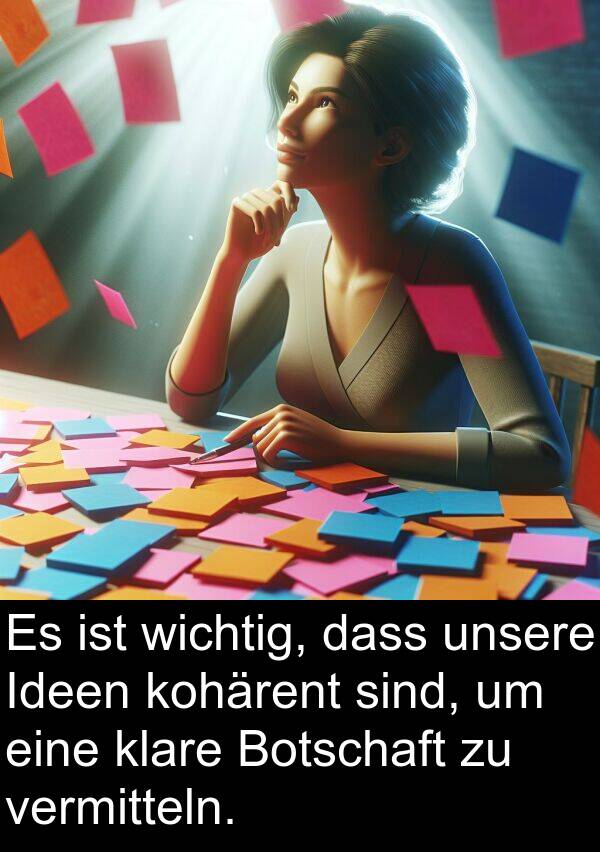 klare: Es ist wichtig, dass unsere Ideen kohärent sind, um eine klare Botschaft zu vermitteln.