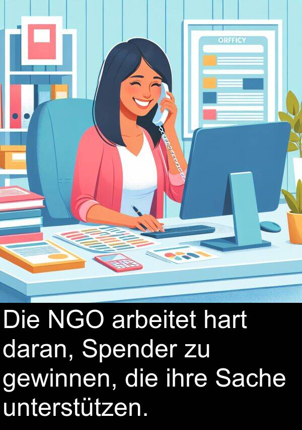 arbeitet: Die NGO arbeitet hart daran, Spender zu gewinnen, die ihre Sache unterstützen.